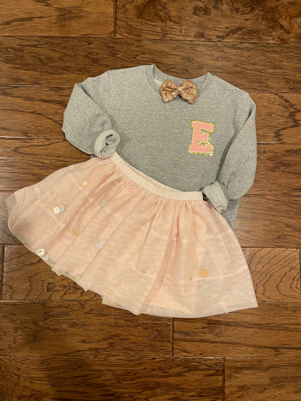 Youth Single Initial Monogrammed Chenille Patch Applique Sweatshirt  | Little Kids Glitter Patch Pullover, SEWN ON